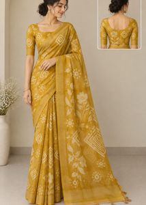 Pure Cotton Yellow Saree with Tassel