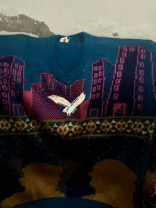 10. Vintage Cityscape &amp; Bird Knit Sweater