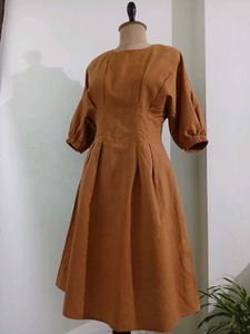 Vintage Style Brown Midi Dress
