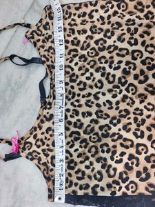 Leopard Print Chemise with Pink Bows