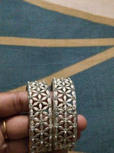 Elegant Silver Filigree Bangles (Pair)