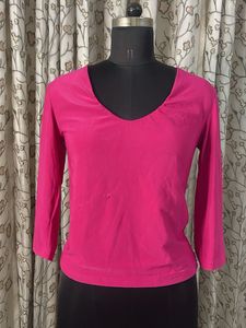 Vibrant Pink 3/4 Sleeve Top