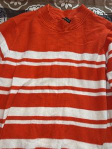 Orange & White Striped Sweater