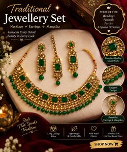 Traditional Green Stone Jewellery Set