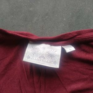 Maroon Asymmetrical Tunic Top
