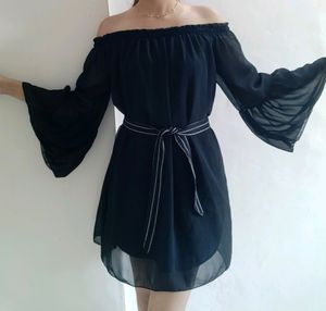 Black flared party wear dress 😍