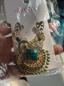 Ayesha Green & Gold Earrings