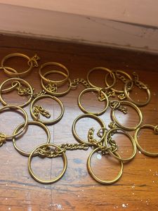 Gold Tone Keychain Rings with Chains