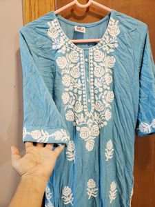 Elegant Embroidered Light Blue Kurta