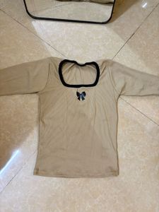 Cute Long Sleeve Top with Bow Detail