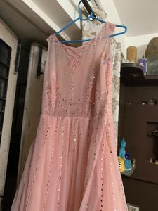 Stunning Embellished Peach Ethnic Gown