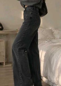 ⊹♡ Charcoal Black Raw-Hem Denim Jeans 🖤🩶