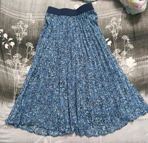 Fairy blue Floral Pleated Skirt
