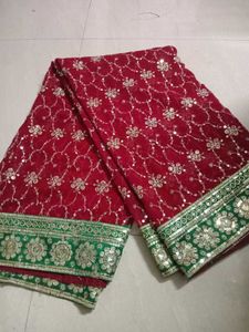 Red Embroidered Saree