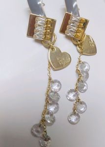 New Earrings With Heart And Diamonds