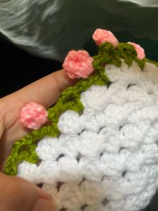 Handmade Crochet scarf with Floral Embellishments