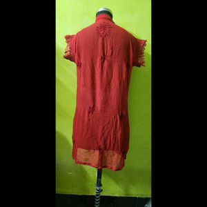 RED Chikankari Kurta