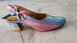 Sparkly Rainbow Bow Slingback Heels