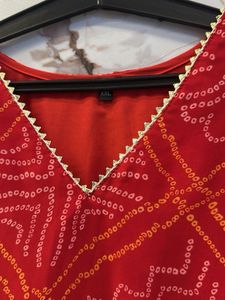 Pure Bandhani Print Gown with Golden Dupatta