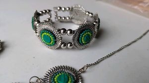 Boho Ethnic Green Beaded set