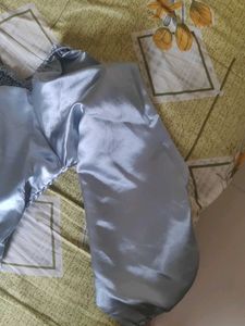 Satin Ruched Puff Sleeve Top