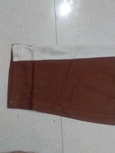 Brown &amp; White Striped Athletic Pants