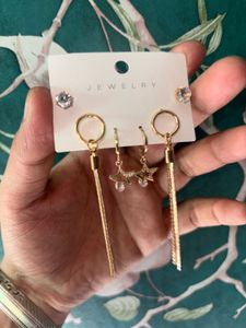 American Diamond & Anti Tarnished Earrings Set