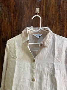 34 bust Beige Linen Blend Shirt women’s