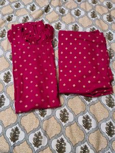 Elegant Pink Kurta Set with Golden Prints