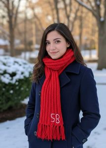 crochet red Mikasa scarf muffler