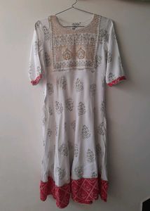 Women Printed and Embroidery Rayon Anarkali Kurta