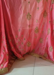 Elegant Pink Mirror Work Saree