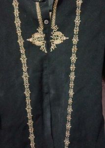 Boys Black Embroidered Kurta Set
