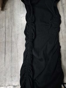 Chic Ruched Black Mini Dress