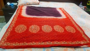 beautiful saari embroided with dapka and sequence