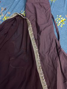 Embellished Saree with Feather Accents