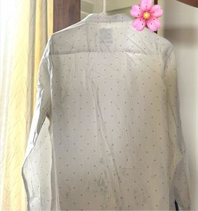 Men's White Dotted Long Sleeve Shirt