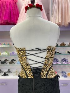 Leopard Print Corset Top with Bows