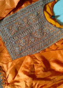 Orange Embroidered pant kurta dupatta set