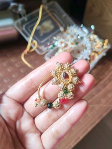 Elegant Gold AD Stone Nath -Toned Ethnic nose ring