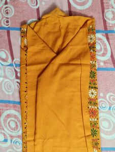 Mens Embroidered Mustard Kurta
