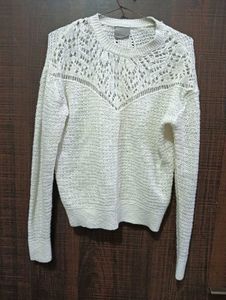 White Knit Long Sleeve Top