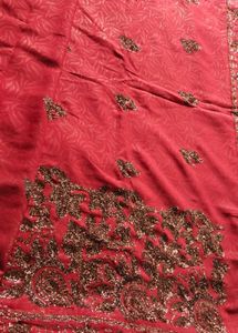 Chatpata 90's Red Saree with Embellished Border