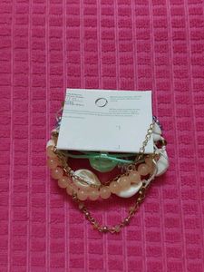H and M Boho Beaded Shell Bracelets Total 6