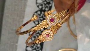 Exquisite Gold color Bangles with Ruby Accents