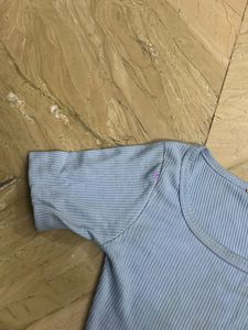 blue ribbed stylish summer top