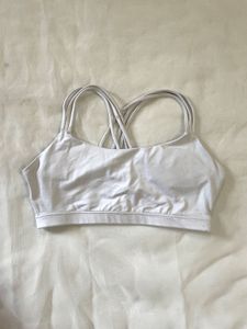 White Sports Bra with Strappy Back