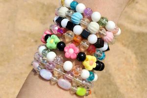 Stack of Colorful Beaded Bracelets