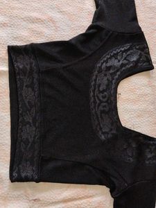 Maroon Brocade Blouse with Gold Polka Dots