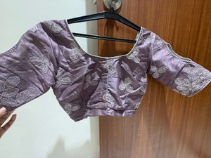 Purple Embroidered Saree with blouse